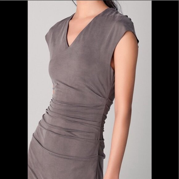 Helmut Lang Torrent Silver Grey Ruched Mini Dress - Picture 2 of 15